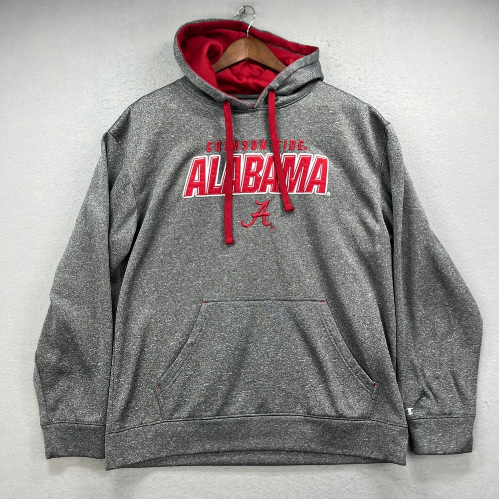 Champion Alabama Crimson Tide Hoodie Mens Large Gray Performance Pullover Active